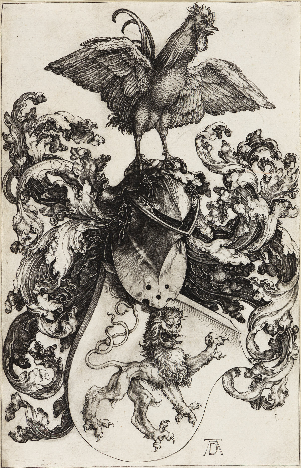 ALBRECHT DÜRER Coat of Arms with a Lion and a Cock.